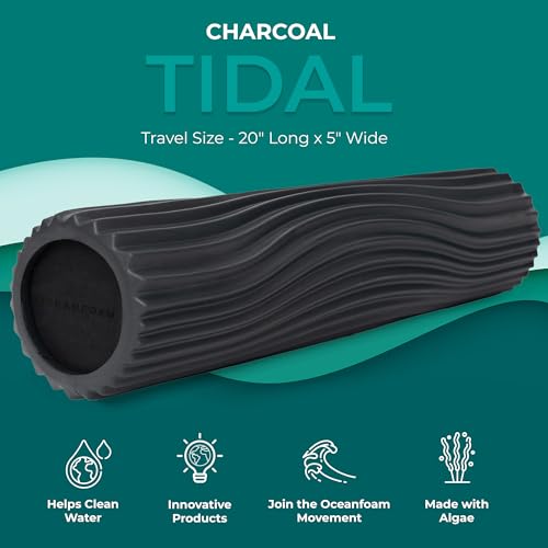 Oceanfoam Tidal Roller - Charcoal - Muscle Massage Foam Roller for Back Pain & Stretching - Firm and Ergonomic Wide Wave Textured - Yoga, Athletics, & Wellness - Full Size, 20" x 5" - color: Charcoal