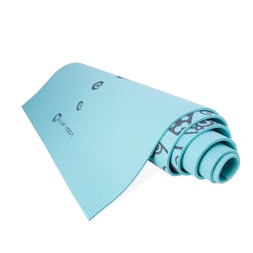 CAP Barbell Yoga Mat with Carry Strap, 5mm, Mandala Design, Light Blue