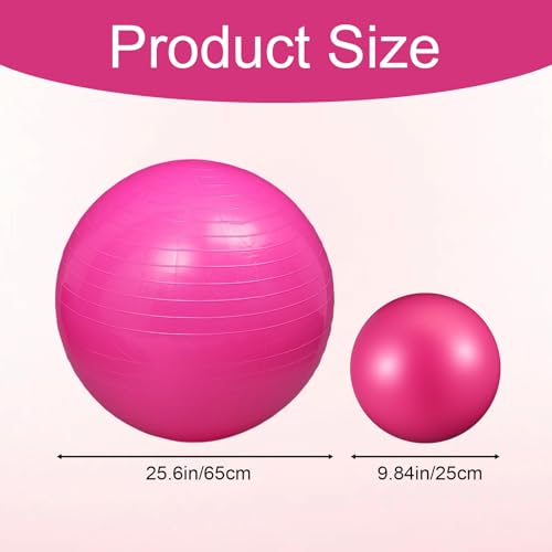 Kifmurase 2PCS Yoga Ball, 25Inch Thicked Anti-Burst Exercise Balls for Workout Stretching Stability, Non-Slip Balance Ball Equipment for Women Pilates Physical Therapy Pregnancy Labor Birthing Fitness - color: Pink