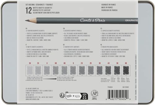 Conté à Paris 12 Count Assorted Graphite Pencil Drawing Set | Multiple Drawing Grades, Smooth Laydown And Easy Blending, Ideal For Shading Detail And Technical Sketching - style: 12 Count Assorted Graphite Pencil Drawing Set