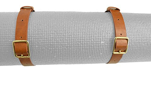 Open Road Goods Vegan Leather Yoga Mat Carrier Sling/Adjustable Blanket Strap/Faux Leather Bedroll Straps