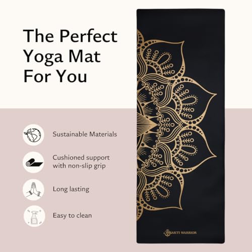 Shakti Warrior Sahasrara Yoga Mat, Artist-designed premium eco-friendly PU yoga mat with a non-slip, non-toxic surface for hot yoga, Pilates and workouts. - size: 72x28"x5mm