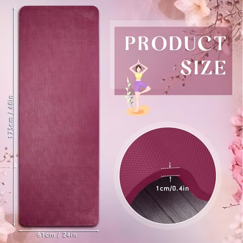 Timgle 6 Pcs 10mm Thick Yoga Mat Bulk 68 x 24 Inches Anti-slip Tear-resistant Exercise Mat Adult Gym Mats for Fitness, Stretching, Workout and Studio, Outdoor Yoga, Pilates - color: Purple