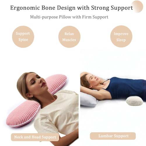 Buckwheat Pillow Cervical Neck Pillow, Buckwheat Hulls Filling Cooling Lumbar Support Pillow, Adjustable Firmness Ergonomic Design with Washable Cover, Red 19"X7" - color: Red