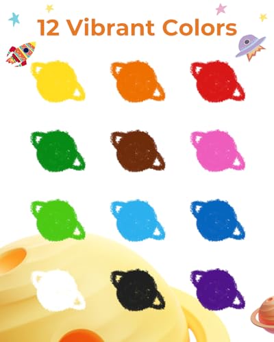 JUPITEARTH 12 Colors Twist Crayons for Toddlers 1-3, Non-Toxic, Washable | Ultra-Silky Crayons with Storage Bucket, Easy-Grip Design, Ideal Toddler Coloring Supplies