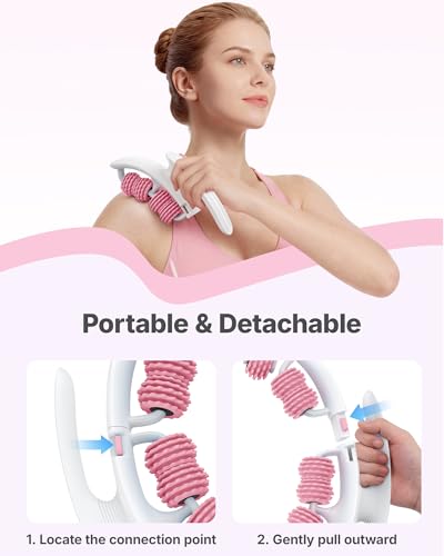 MERACH Cellulite Massage Tool with Push Pull Roller, Lymphatic Drainage Massager, Leg Massager with Detachable Handles, Exercise Equipment for Thighs & Legs & Buttocks, Gift for Women - color: Pink