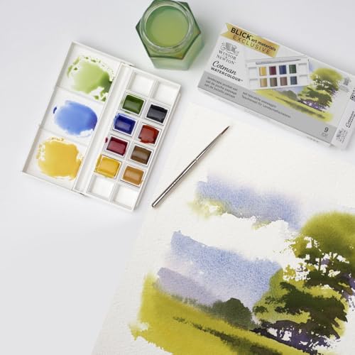 Winsor & Newton Cotman Watercolor Paint Set, 8 Half Pan, Landscape Set | Introductory Watercolor made with Fine Art Pigments, Perfect for Beginners, Lightfast & Permanent, Good Tinting Strength - style: 8 Half Pan Landscape Colors