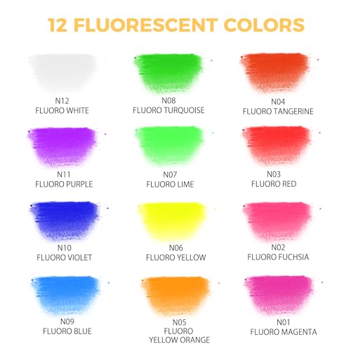 Artecho 12pcs Neon Soft Pastels, Square Chalk | Drawing, Blending, Layering, Shading - style: 12 neon colors long