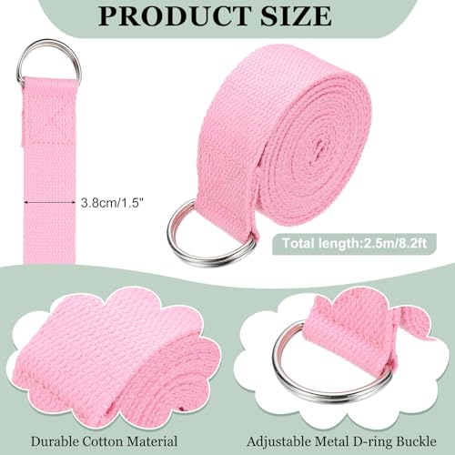 Yoga Strap for Stretching, Athletic Stretch Band with Adjustable Metal D Ring Buckle Yoga Bands - color: Pink, size: 8.2ft