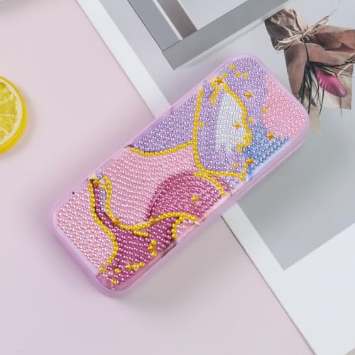 FlyingMage 5D Diamond Art Painting Kit, Hard Shell Eyeglasses Glasses Case | Mable DIY Diamond Dots, Small Gem Art Paint Mosaic Kits, Cute Rhinestone Sunglasses Case for Adults Beginner Women - color: Pink Marble