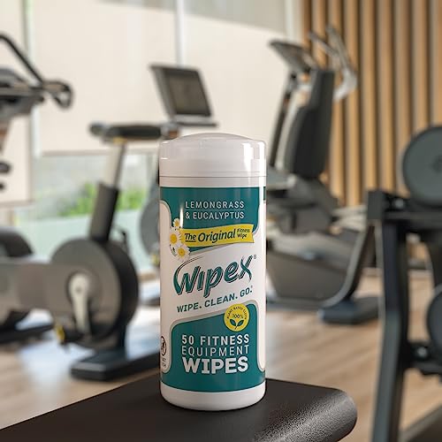 Wipex Fitness Equipment Wipes - EWG Verified - 50 Ct Original Natural Plant Based Gym Wipes for Equipment, Clean Surfaces at Home or Gym, Use as a Yoga Mat Cleaner, Lemongrass, Eucalyptus & Vinegar - size: 50 Count (Pack of 1)