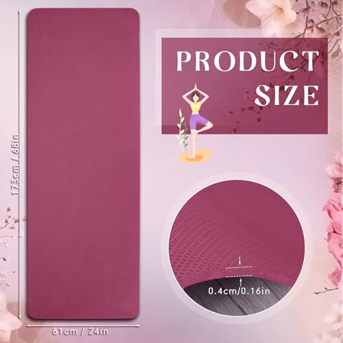 Timgle 6 Pack Yoga Mats Bulk 68x24 Inches Non Slip 4 mm Thick - color: Purplish Red