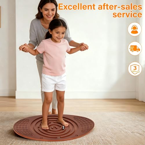 Wooden Balance Board With Maze, Wobble Board for Kids | for Toddlers, Teens & Adults for Exercise Training, Wobble Balance Board for Core Training, Rated for 440 Pounds of Weight