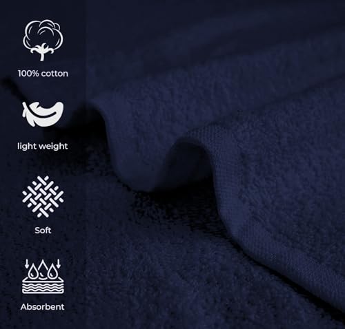Avalon Towels Salon Towel - Navy Blue Hand Towels Bulk Pack of 24 - 100% Cotton Absorbent Spa, Facial & Gym Towel for Working Out - 16x27 Inches (Not Bleach Proof) - color: Navy, size: 16x27 Inch (Pack of 24)