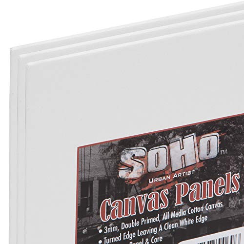 SoHo Artist Cotton Canvas All Media Panels - 9x12-3 Pack of Double Primed Cotton Acid-Free Panels Bonded Canvases for Paintings, Artwork and More - size: 9x12