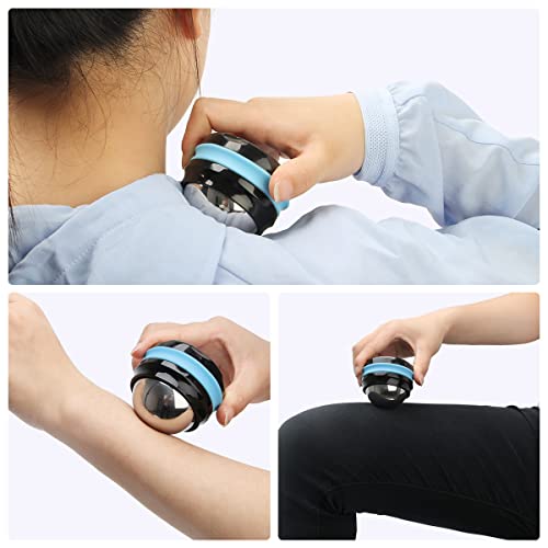 AHIER Cold Massage Roller Ball, Stainless Steel Cold Therapy Relief Tool - color: Blue Black