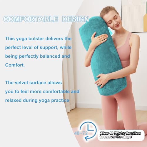 Yoga Bolster Pillow for Restorative & Yin Yoga, Meditation Cushion - color: Green