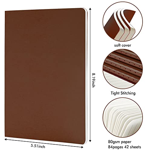 36 Pack Soft Cover Journal Bulk, Feela Lined Blank Travel Journal for Women Men Writing, Notebooks College Ruled for Work, Note Taking Notebook School Business Supplies, 8.2” x 5.5”, A5, Brown - color: 36 Brown