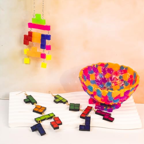 FUNSHOWCASE Cabochon Resin Mold Pack of 2 Mosaic Tile Epoxy Casting Jewelry Making - color: 358 Cavities 15 Designs