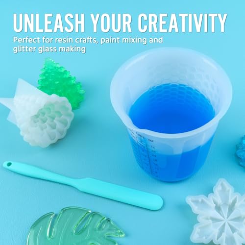 Silicone Resin Mixing 1L Measuring Cup Set for Resin Supplies, Easy-to-Read Marks, 1000ml/32oz Large Cup, Thickened Reusable Silicone Cups for Epoxy Mixing, Jewelry Making - size: 1*1000ml (Black Marks)