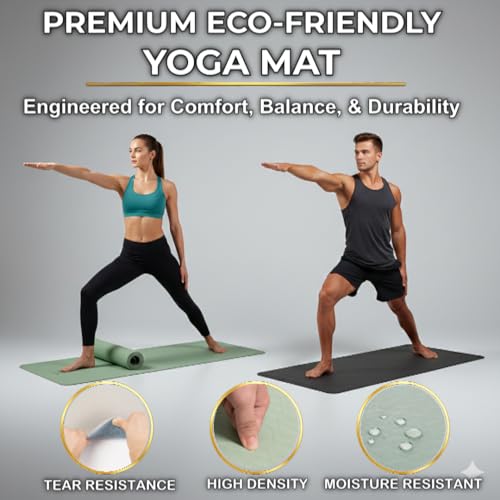 Premium TPE Yoga Mat 6mm Info Swipe – Eco-Friendly Non-Slip, Odor-Free, Lightweight & Durable | SGS Tested, REACH Compliant, GRS Certified | 72"x24" with Carrying Strap - color: Light Green