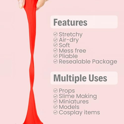BOHS Red Modeling Foam Clay - 1.1 Lbs, Squishy,Soft, Air Dry -for Flower Mirror,Cosplay,Fake Bake, Slime Supplies-500g (Pack of 3) - color: Red, size: 500 g (Pack of 3)
