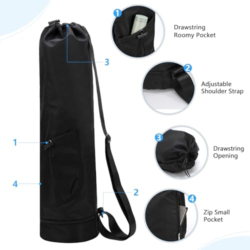 Yoga Mat Bag Compatible with Gaiam,Large Capacity | Yoga Mat Carrier with Adjustable Strap, Water Bottle Pocket & Bottom Wet Pocket, Functional Yoga Mat Holder for Women and Men