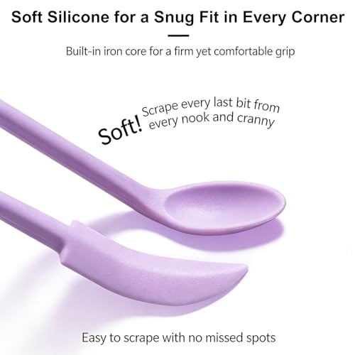 5Pcs Silicone Spatula Set, Long Dual-end Silicone Spatula with Stirring Spoon, Thin Beauty Makeup Spatulas, Multi-Size Spatulas for Kitchen, Baking, Crafts, and Narrow Bottles