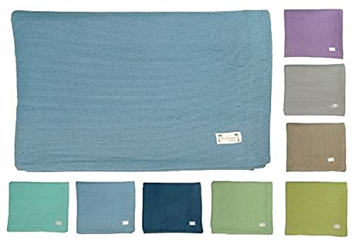 Kakaos Deluxe Cotton Yoga Blanket Without Tassels (Blue) - color: Blue