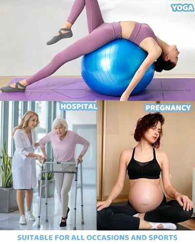 AURUZA Pilates Grip Socks for Women Non Slip Skid Yoga Socks with Grips Straps for Ballet Dance Workout Gripper Sock - color: 3pairs- Black+grey+white, size: Medium