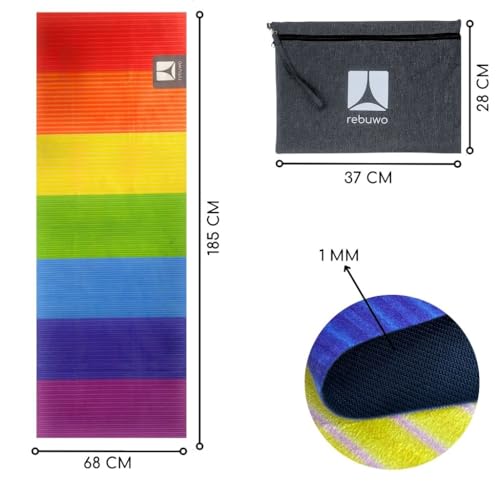Rebuwo Travel Mat for Yoga & Pilates, Non-slip Suede Exercise Mat, Foldable Yoga Mat for Travel, Rubber Lightweight Travel Mat