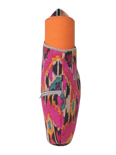 INDIAN CRAFT CASTLE Yoga Mat Bag | Tote Mat Bag | Sling Yoga Tote w/Large Side Pocket & Zipper Pocket | Yoga Mat Carrier Fits Most Size Mats - color: Pink Multi