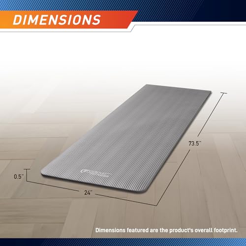 Circuit Fitness by Marcy Non-Slip Multi-Purpose Exercise Yoga Mats with Carrying Strap Multi-Thickness, Multi-Color Options - color: Slate Gray, size: 1/2-inch