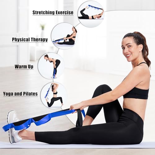 Stretching Strap with Loops, Leg Stretch Bands for Exercise, Yoga Strap for Physical Therapy, Fascia Stretcher Belt