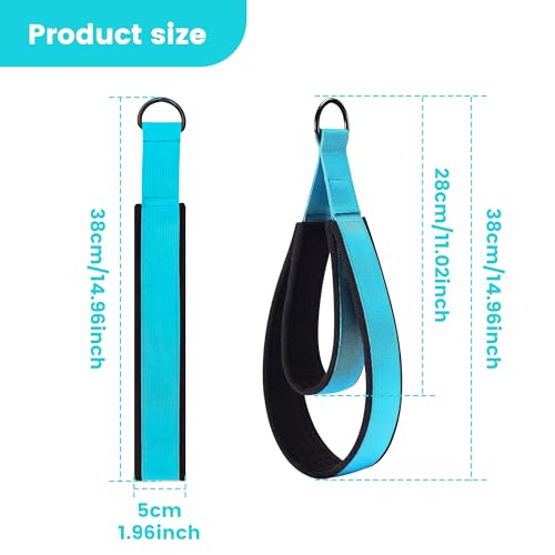 2PCS Comfortable Enhanced Thickness Pilates Double Loop Strap - D-Ring Strap for Home Gym & Yoga Workout Accessories - color: Blue