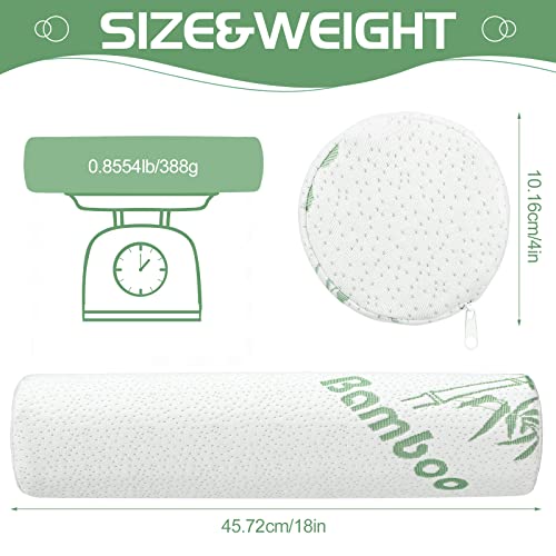 Bucherry 3 Pack Cervical Neck Roll Memory Foam Pillow Cylinder Bolster Pillow for Bed Round Neck Support with Removable Washable Cover for Sleeping Travel Yoga Legs Back Lumbar(18 x 4 Inches) - size: 18 x 4 Inches