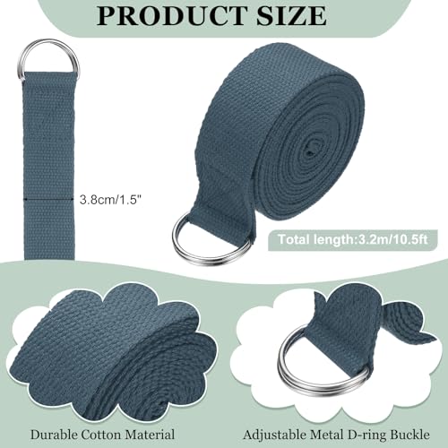 Yoga Strap for Stretching, Athletic Stretch Band with Adjustable Metal D Ring Buckle Yoga Bands - color: Gray, size: 10.5ft