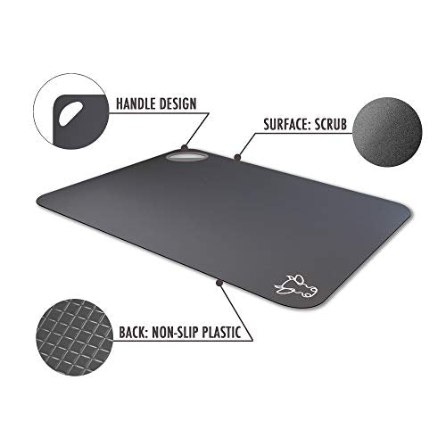Fotouzy Plastic Cutting Boards with Food Icons, Set of 4, Flexible Cutting Mats with Hole, BPA-Free, Non-Slip and Dishwasher Safe, Modern Neutral Colors - color: Gray