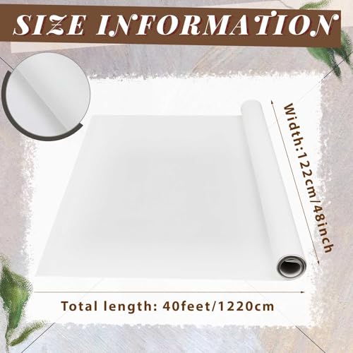 Kinlop 48 Inch X 40 Feet Double Primed Cotton Canvas Roll, White | Double Primed for Oil and Acrylic Painting, Artist Grade Cotton, Rolled White Canvas for Art, Ready to Stretch - color: White, size: 48 Inch X 40 Feet
