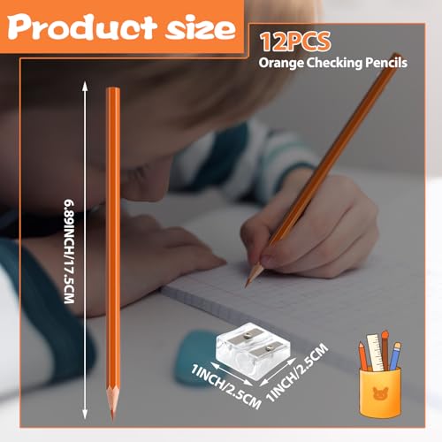 12 Pack Orange Colored Pencils for Kids, Pre-sharpened Art Pencils Back to School Supplies Set, Drawing Sketching Pencils for Students, Teachers, Classroom - color: orange