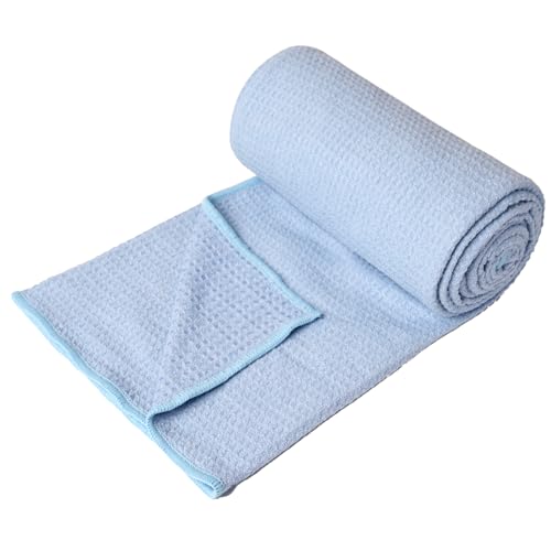 Eunzel 2 Pack Hot Yoga Towel, Non-Slip Yoga Mat Towel with Grip Dots Stickyfiber Sweat Absorbent Towel for Hot Yoga, Pilates and Workout 72" x 24", Blue - color: Blue