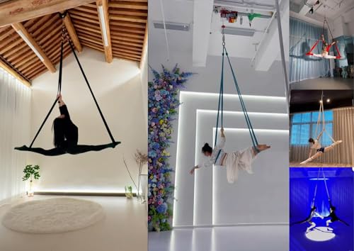 6.6ft 2m Aerial Loops Aerial Straps Ropes Aerial Acrobatics Body Loop Trapeze Circus Apparatuses Equipment Yoga Straps 1 pairs - color: Light Grey