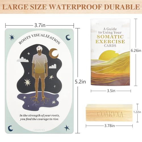 Somatic Therapy Exercise Cards for Women-60 Mindfulness Cards for Stress Reduction and Emotional Balance– Unique Motivational Gift for Yoga Instructors, Teachers & Yoga (somatic Therapy Cards)