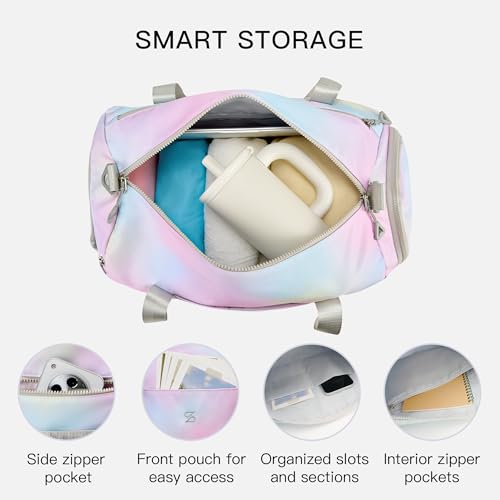 STELLE Dance Bag for Girls Sports Duffle with Shoe Compartment(RW,F) - color: Rainbow Wash