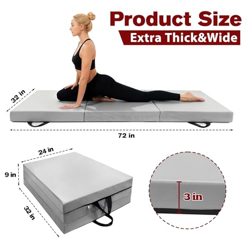 3 Inch Thick Yoga Mat 72 * 32 * 3 inch Extra Thick Exercise Mats Non-Slip Workout Mat for Pilates, Fitness, Gym, Stretching - color: Grey