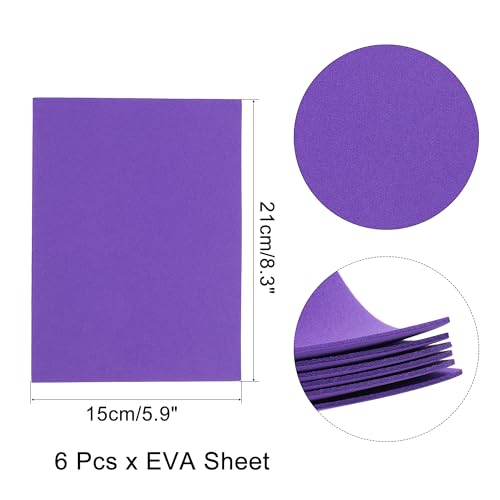 uxcell Purple EVA Foam Sheets, 7.9x5.7in 2mm Thick Handicraft Foam Paper for DIY Craft Projects Art Card Party Decoration, 6 Pcs - color: Purple