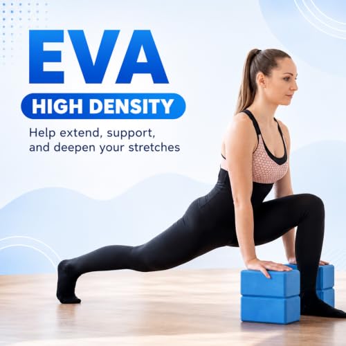 Wettarn 6 Pack Yoga Blocks 9 x 6 x 4 Inch EVA Foam, Lightweight | Non Slip, Yoga Props Accessories for Pilates, Stretching and Meditation - color: Blue