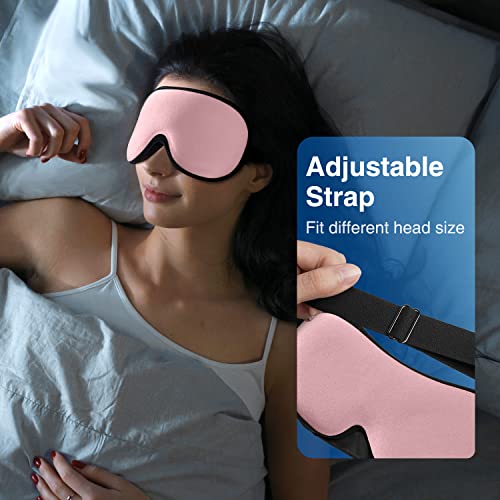 YFONG Weighted Sleep Mask for Women Men, 3D Light Blocking Eye Mask, Pink - color: Pink
