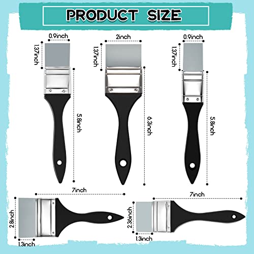 5 Pieces Silicone Paint Brush Set for Craft Color Shaper Tool Silicone Brushes Pointed Edged Solid Flat Flexible Acrylic and Water Based Painting Tool, 1 ", 1.5 ", 2 ", 2.5 ", 3 "