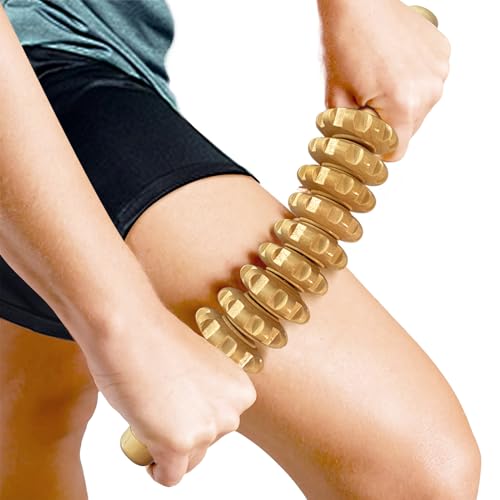 Curved Wood Massage Roller Stick for Muscle Relief & Cellulite Reduction - color: White
